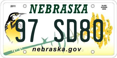 NE license plate 97SD80