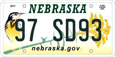 NE license plate 97SD93