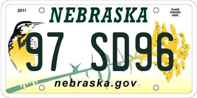 NE license plate 97SD96