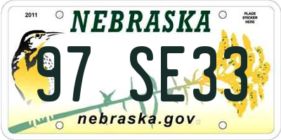 NE license plate 97SE33