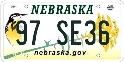 NE license plate 97SE36