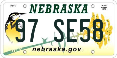 NE license plate 97SE58
