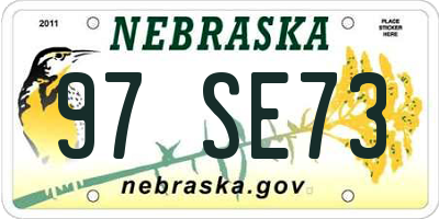 NE license plate 97SE73