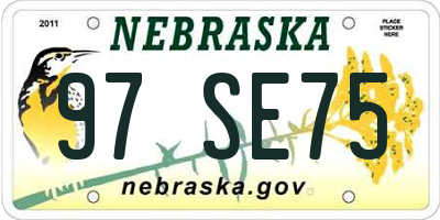NE license plate 97SE75
