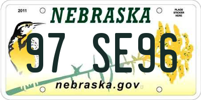 NE license plate 97SE96