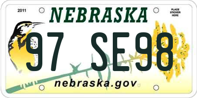 NE license plate 97SE98