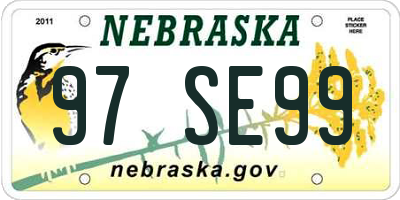 NE license plate 97SE99