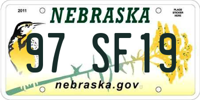 NE license plate 97SF19