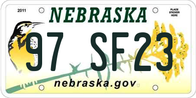 NE license plate 97SF23