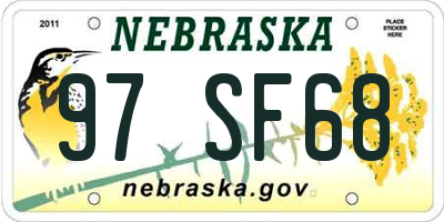 NE license plate 97SF68