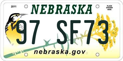 NE license plate 97SF73