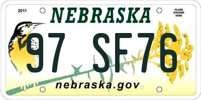 NE license plate 97SF76