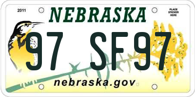 NE license plate 97SF97