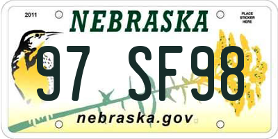 NE license plate 97SF98