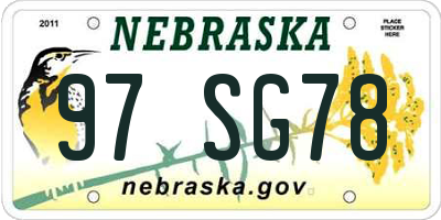 NE license plate 97SG78