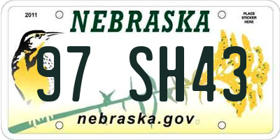 NE license plate 97SH43