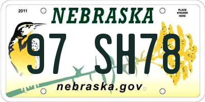 NE license plate 97SH78