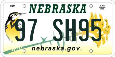 NE license plate 97SH95