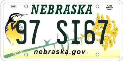 NE license plate 97SI67