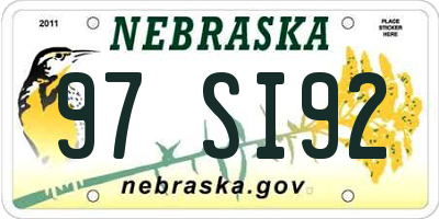 NE license plate 97SI92