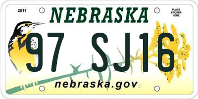 NE license plate 97SJ16