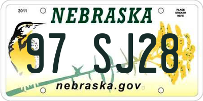 NE license plate 97SJ28