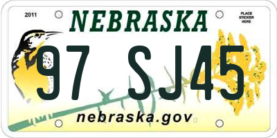 NE license plate 97SJ45