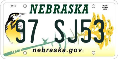 NE license plate 97SJ53
