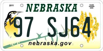 NE license plate 97SJ64