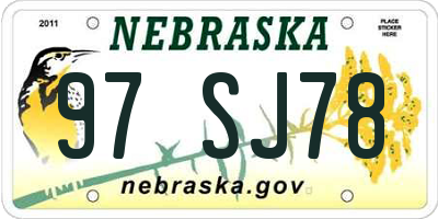 NE license plate 97SJ78