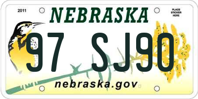 NE license plate 97SJ90