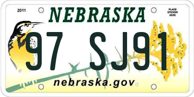 NE license plate 97SJ91