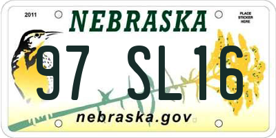 NE license plate 97SL16