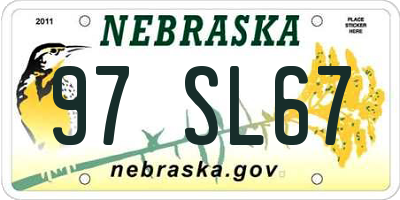 NE license plate 97SL67
