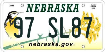NE license plate 97SL87