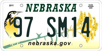 NE license plate 97SM14