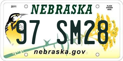 NE license plate 97SM28