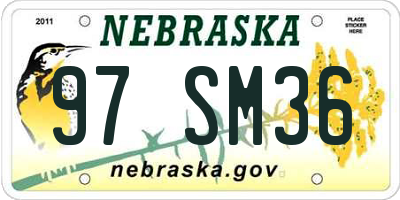 NE license plate 97SM36