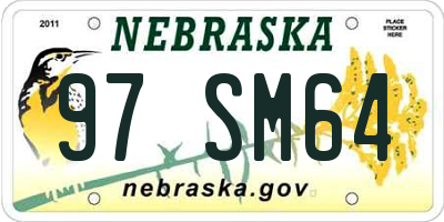 NE license plate 97SM64