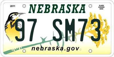NE license plate 97SM73