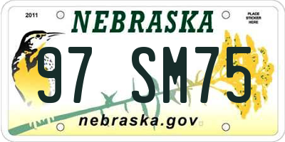 NE license plate 97SM75