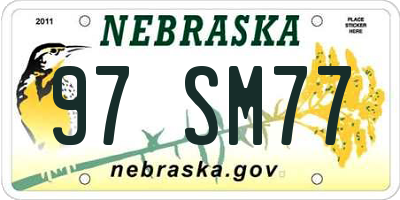 NE license plate 97SM77