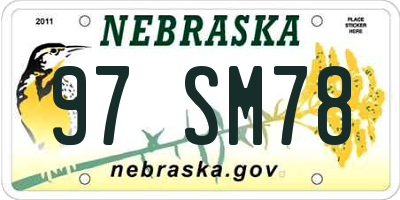NE license plate 97SM78