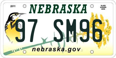 NE license plate 97SM96