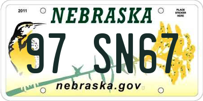 NE license plate 97SN67