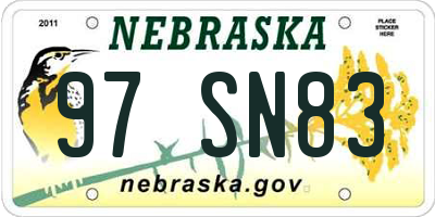 NE license plate 97SN83