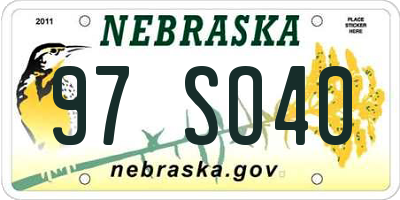 NE license plate 97SO40