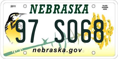 NE license plate 97SO68