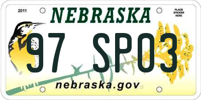 NE license plate 97SP03
