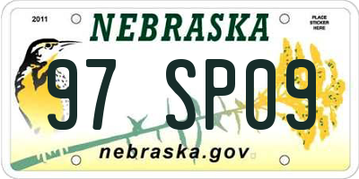 NE license plate 97SP09